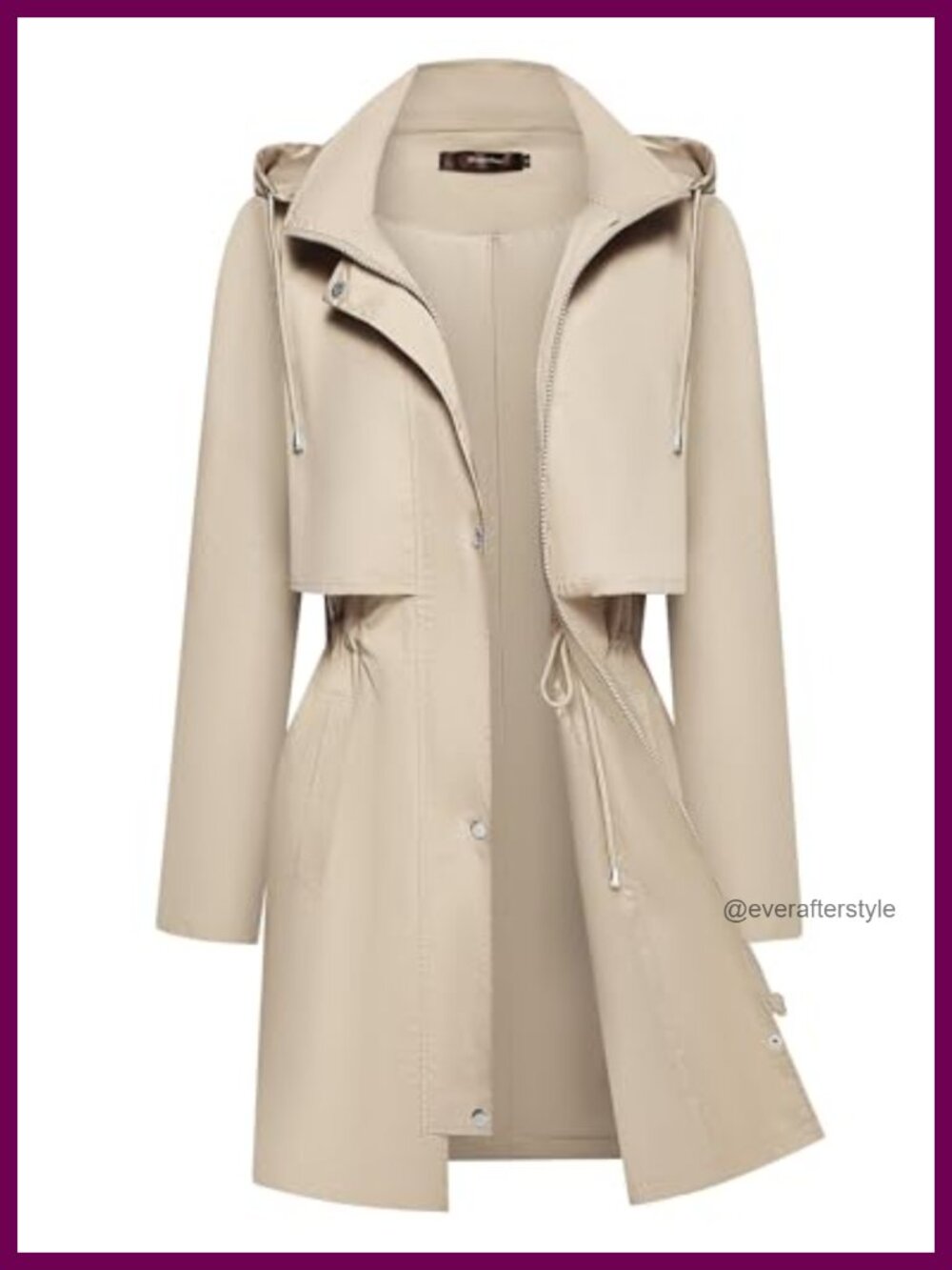 Lightweight Waterproof Hooded Raincoat Trench Windproof Jacket